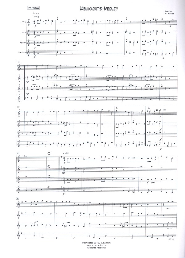 Weihnachtsmedley für 4 Saxophone (AATBar)