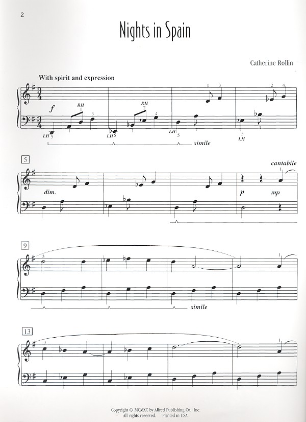 Nights in Spain for intermediate piano