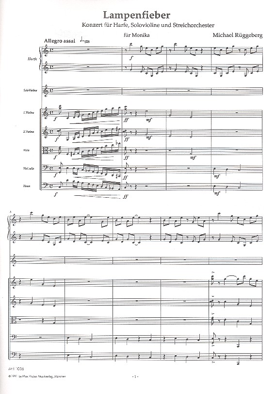 Lampenfieber für Harfe (Cembalo), Violine und Orchester