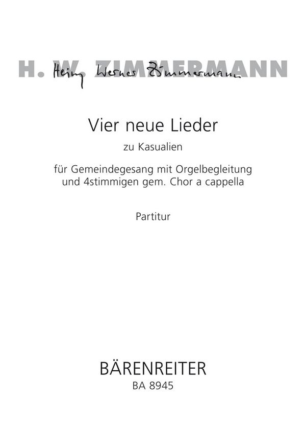 4 neue Lieder zu Kasualien für Gemeinde