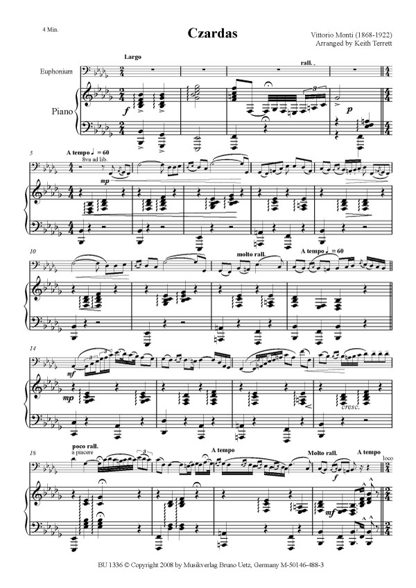 Czardas für Bariton (Euphonium)