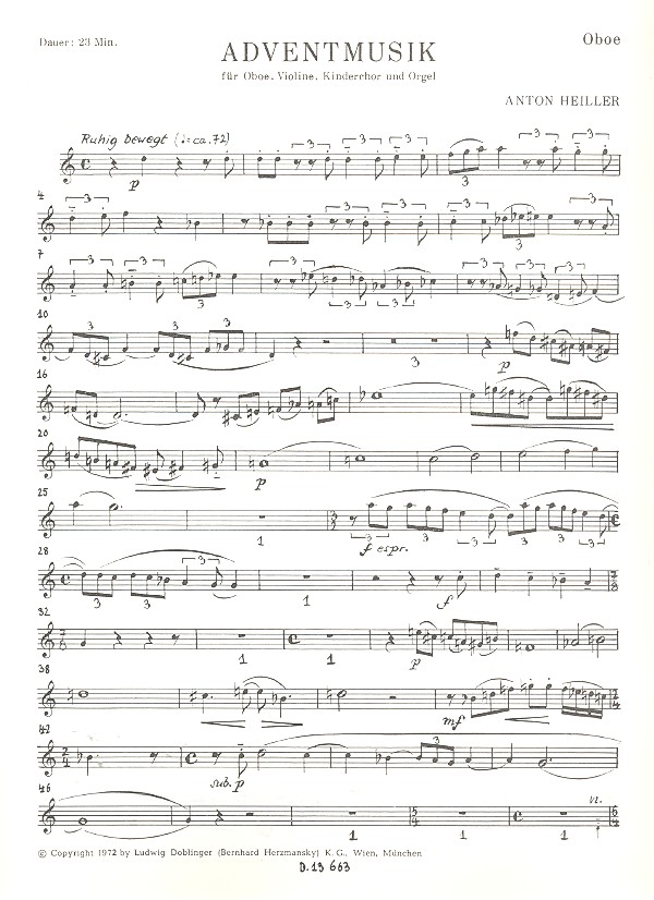 Adventsmusik für Kinderchor, Oboe,