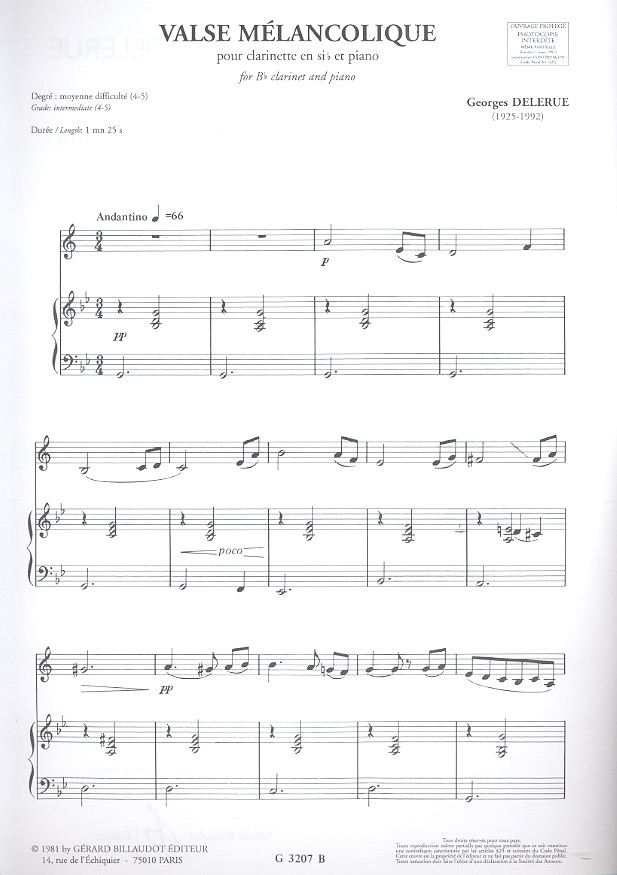 Valse mélancolique pour clarinette