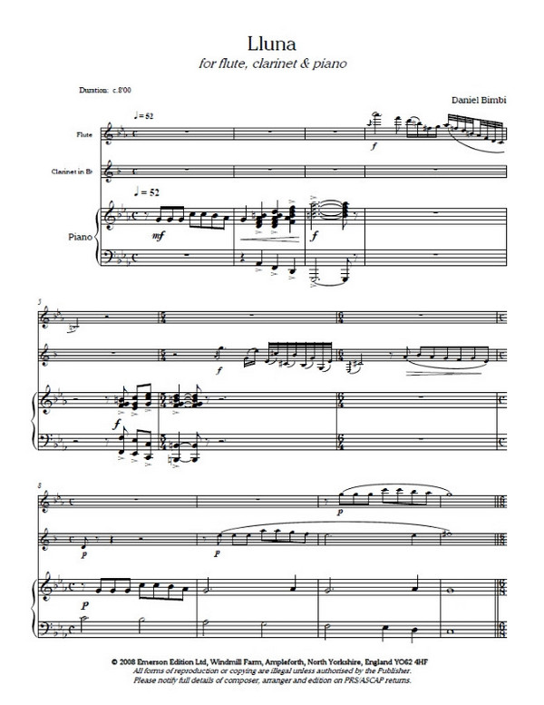 Lluna for flute, clarinet and piano