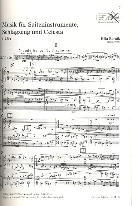 Musik für Saiteninstrumente, Schlagzeug