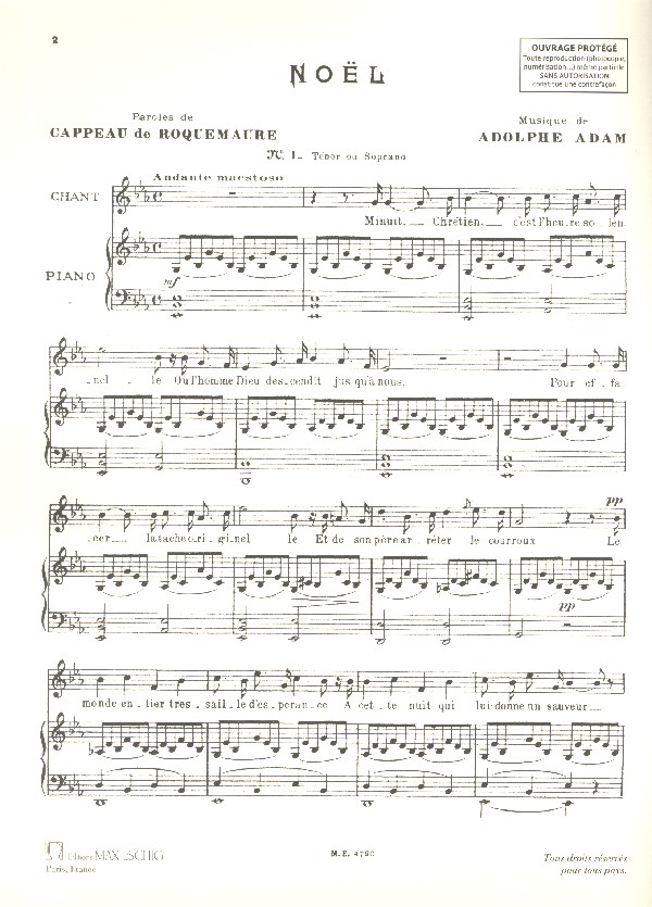 Noel für Gesang (hoch) und Klavier