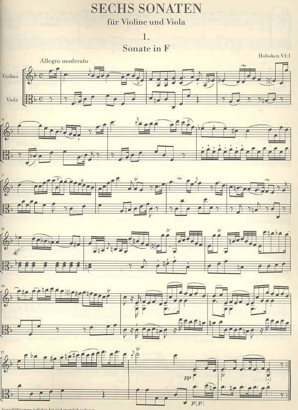 Joseph Haydn Werke Reihe 10 Streichduos