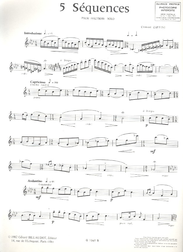 5 Sequences pour hautbois