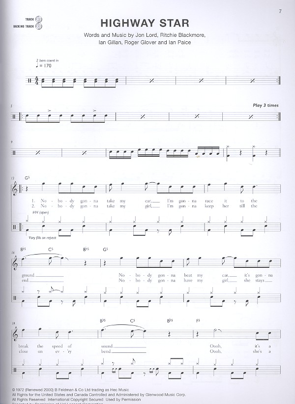 Deep Purple (+CD): Authentic Drums Playalong