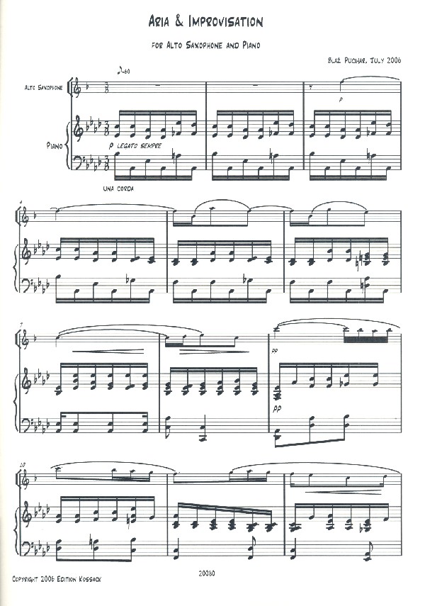 Aria and Impovisation for alto saxophone