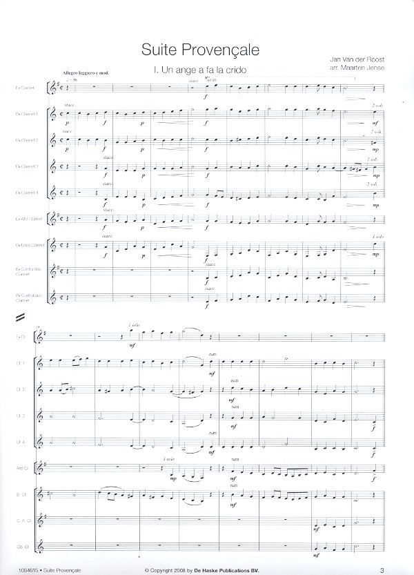 Suite Provencale for clarinet choir