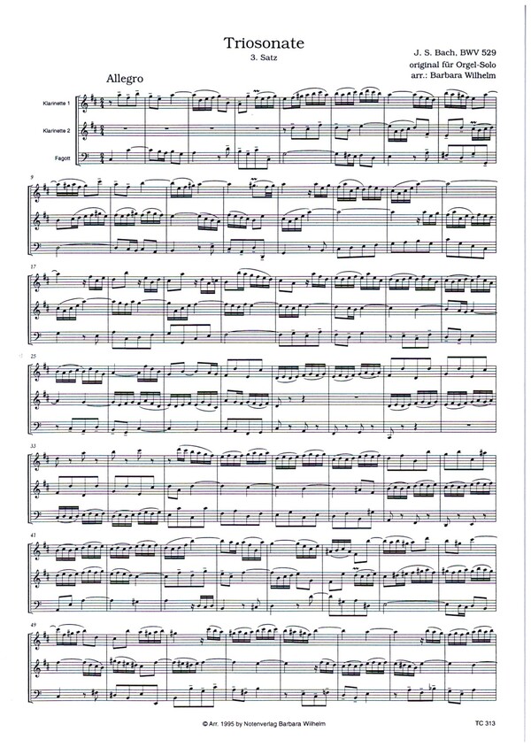 Sonate BWV529 für 2 Klarinetten und Fagott