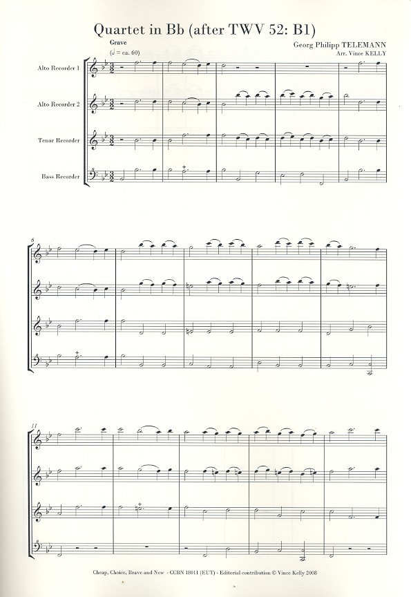 Quartet in Bb from Concerto TWV52:B1