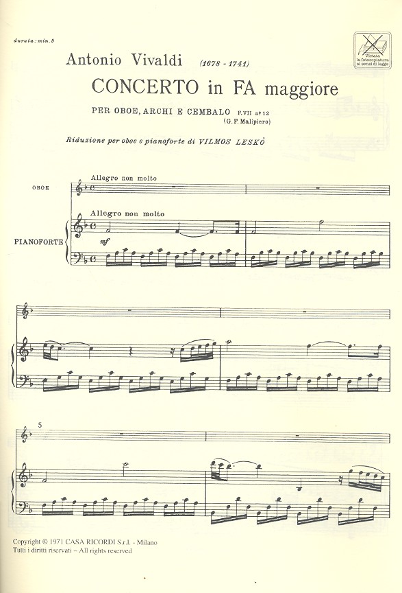 Konzert F-Dur Nr.12 F.VII,12 für Oboe