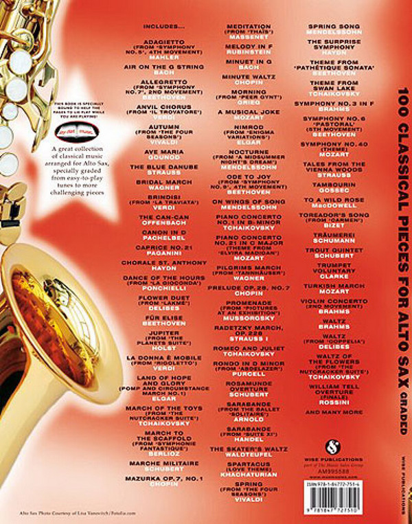 100 classical Pieces for alto saxophone