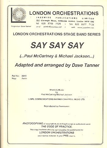 Say Say Say: for vocals and jazz ensemble
