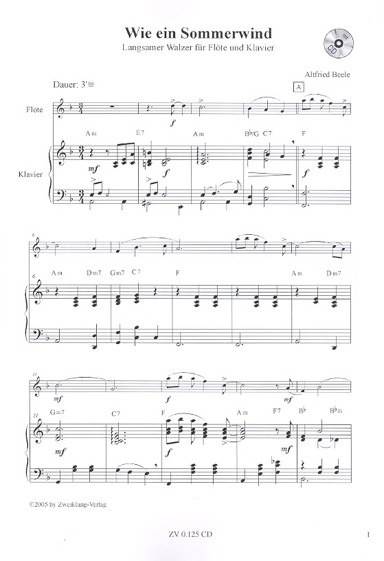 Wie ein Sommerwind (+CD) für Flöte