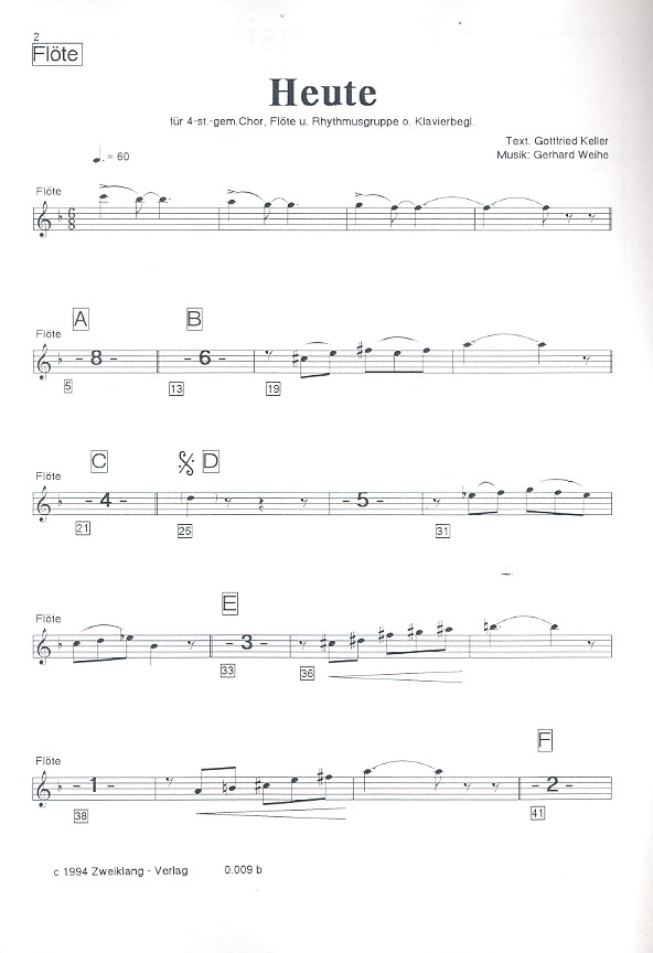 Heute für gem Chor, Flöte und