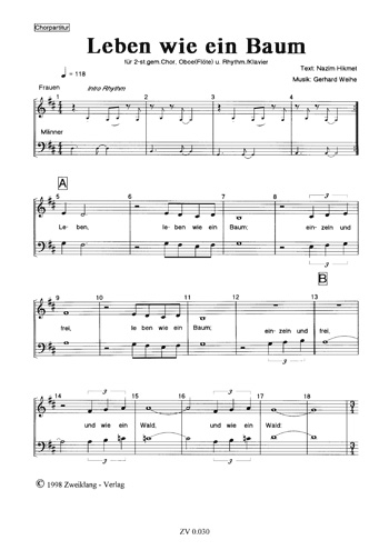 Leben wie ein Baum für gem Chor