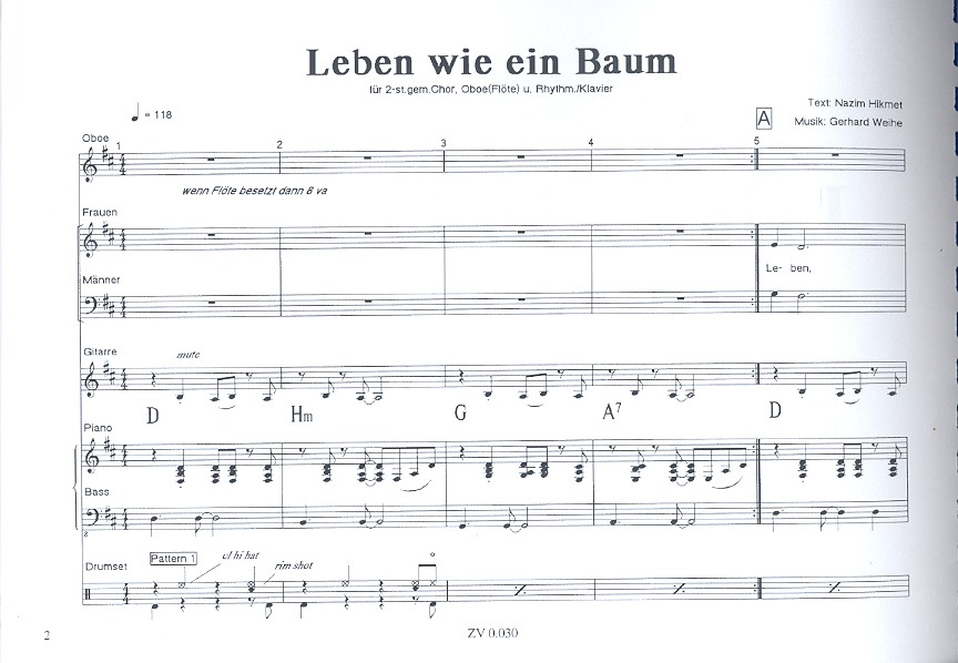 Leben wie ein Baum für gem Chor