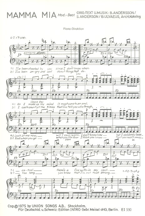 Mamma mia  und  Olala l'amour