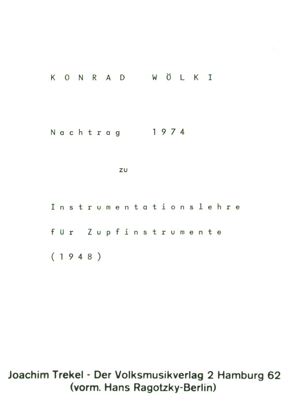Nachtrag 1974  zu Instrumentationslehre für