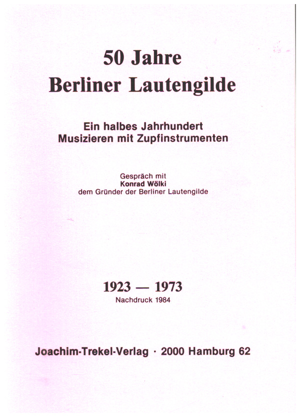 50 Jahre Berliner Lautengilde 1923-1973