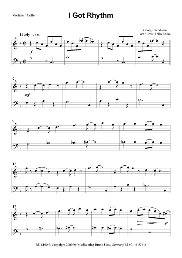 Gershwin Duets für Violine und Violoncello