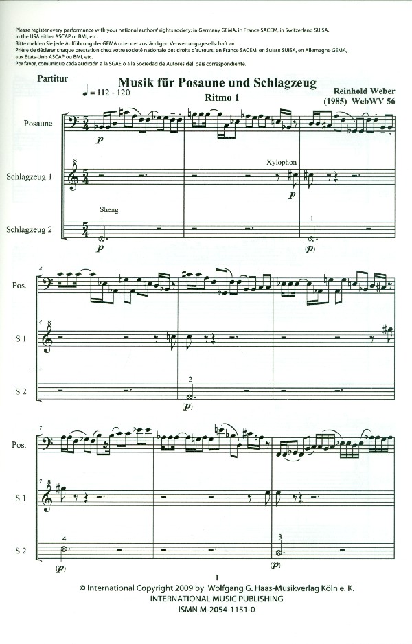 Musik WebWV56 für Posaune und