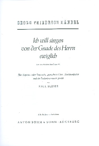Ich will singen von der Gnade des Herrn ewiglich