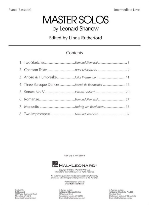 Master Solos Intermediate Level (+CD) for bassoon