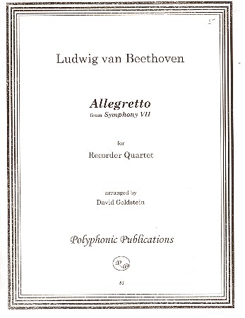Allegretto from Symphony No.7  for recorder quartet