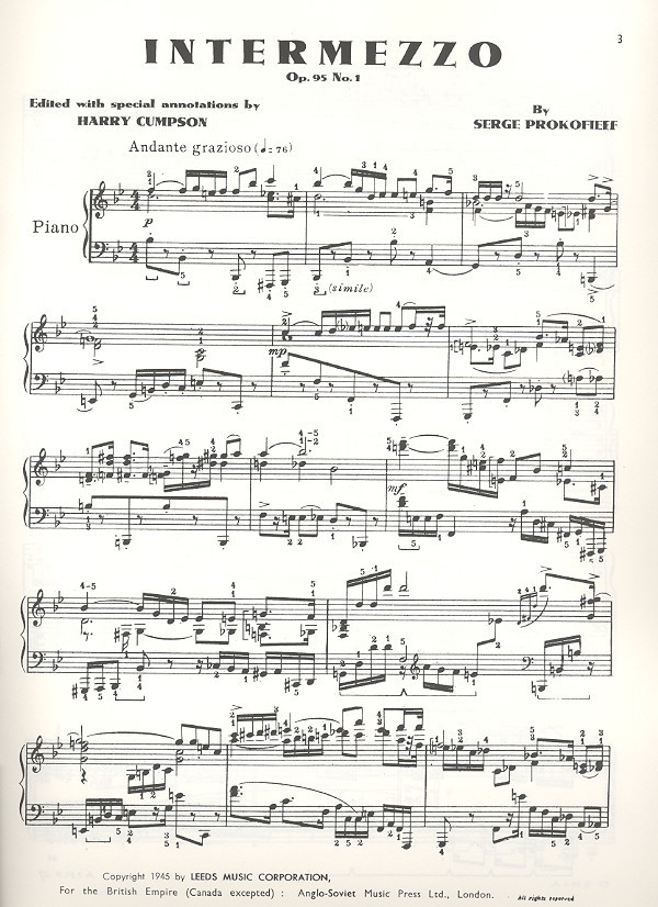 3 Stücke aus dem Ballett Cinderella op.95 