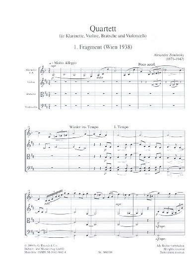 Quartett - 2 Fragmente für Klarinette, Violine,