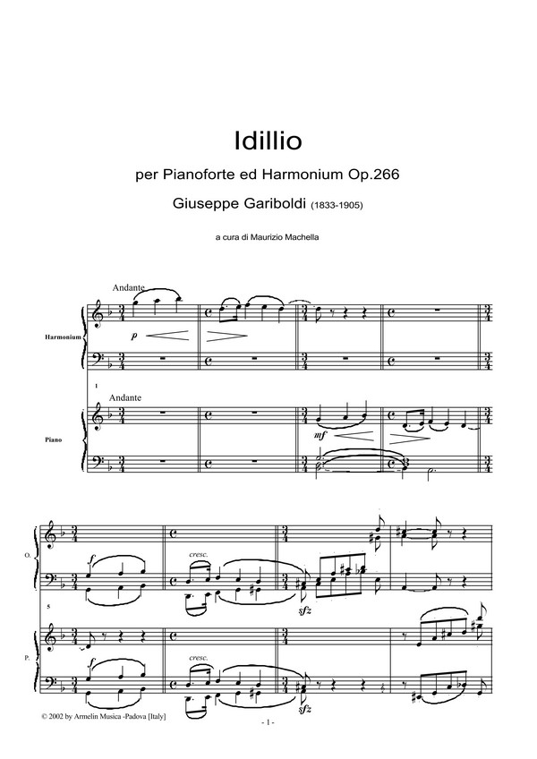 Idillio op.266 per pianoforte e harmonium
