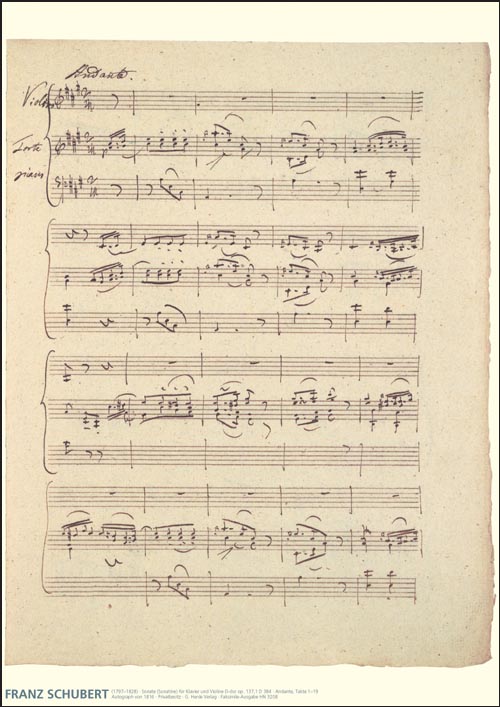 Poster Violinsonate (Sonatine) D-Dur op.137,1 D384 (Faksimile)