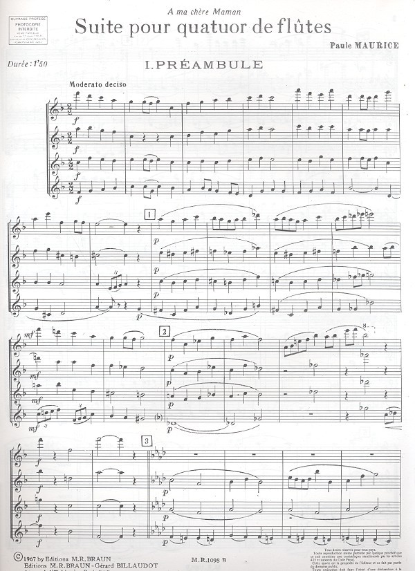 Suite pour quatuor de flutes