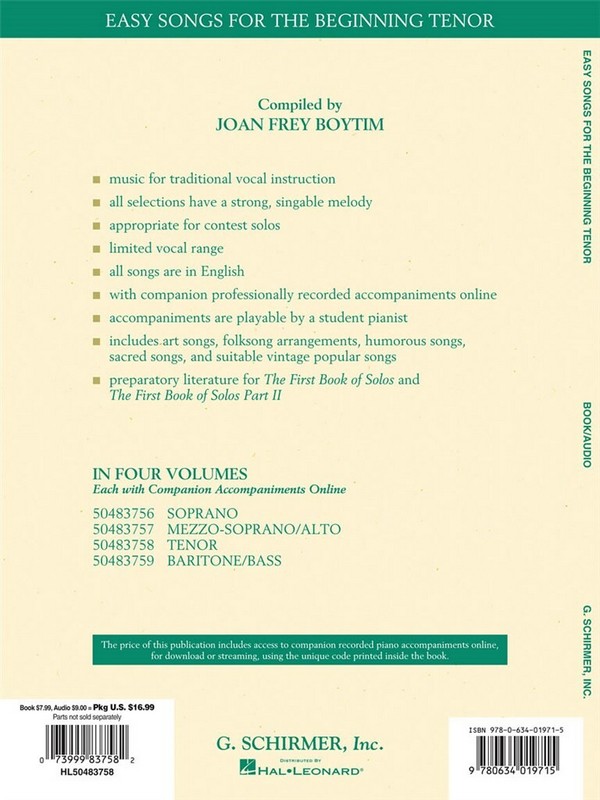 Easy Songs for the beginning Tenor vol.1 (+Online Audio)