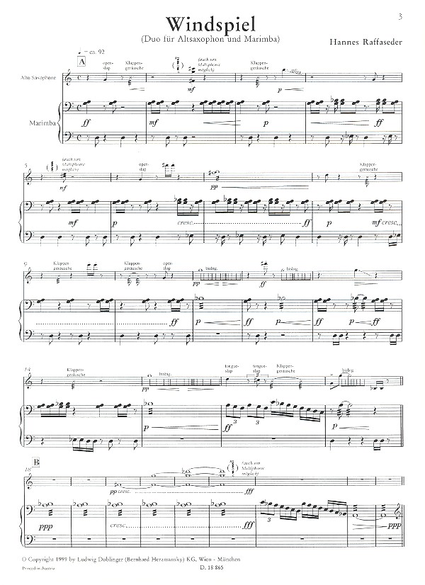 Windspiel Duo für Altsaxophon