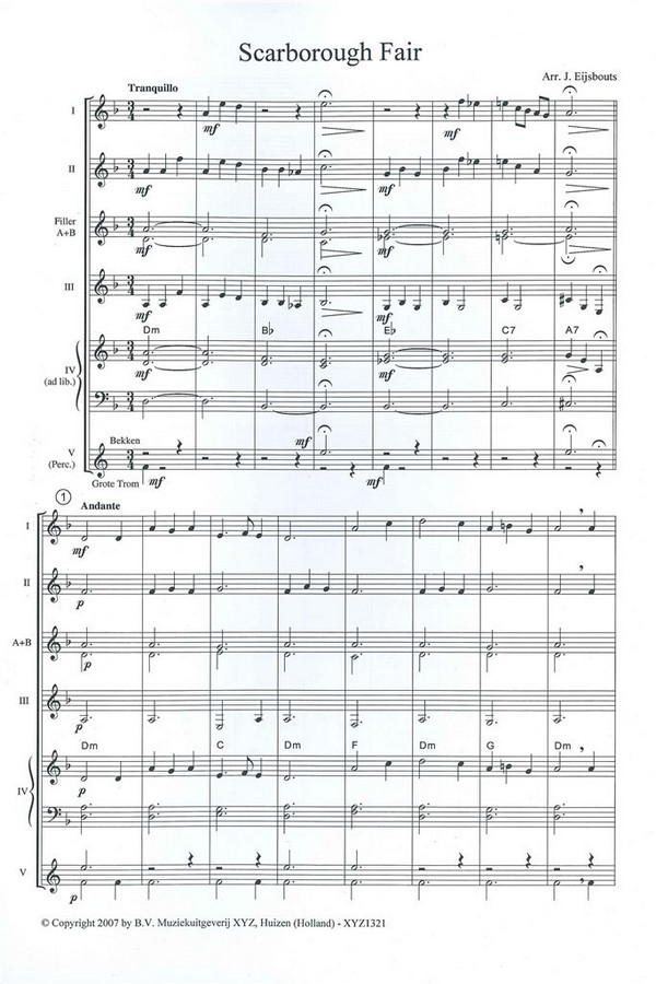 Scarborough Fair easy music from