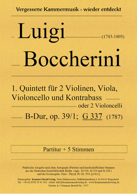 Quintett B-Dur op.39,1 G337