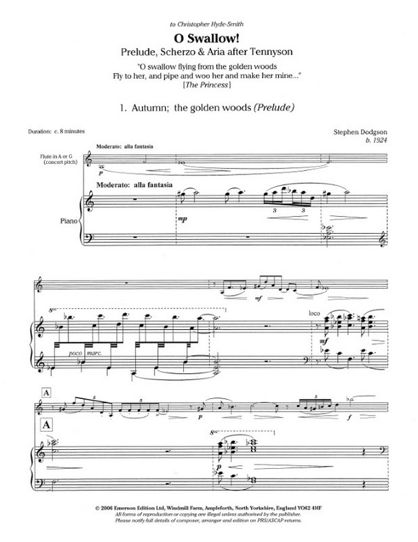 O swallow for flute in a or