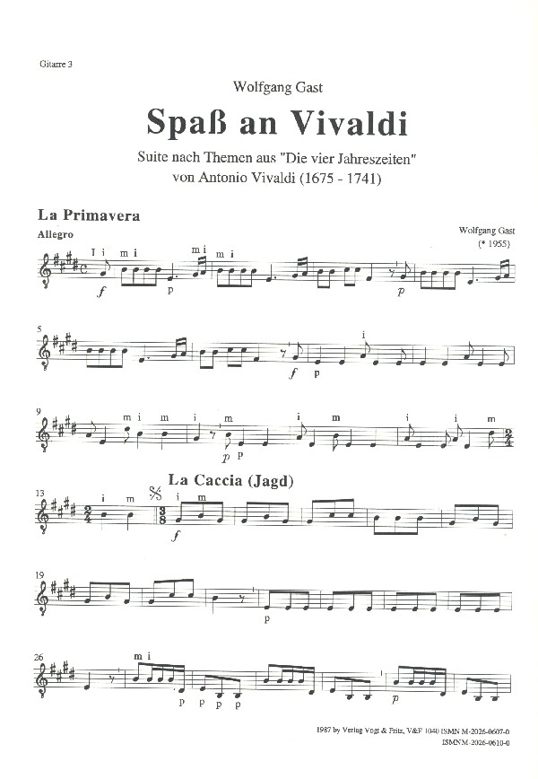 Spaß an Vivaldi für 4 Gitarren (Ensemble)