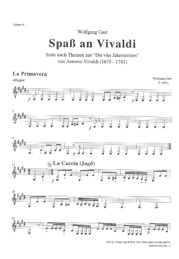 Spaß an Vivaldi für 4 Gitarren (Ensemble)