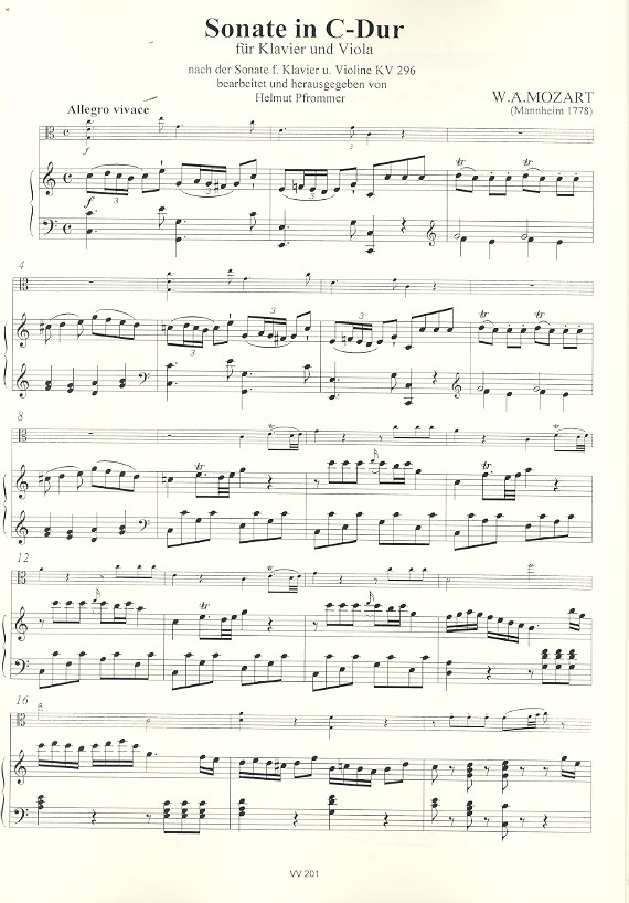 Sonate C-Dur KV296 für Violine und Klavier
