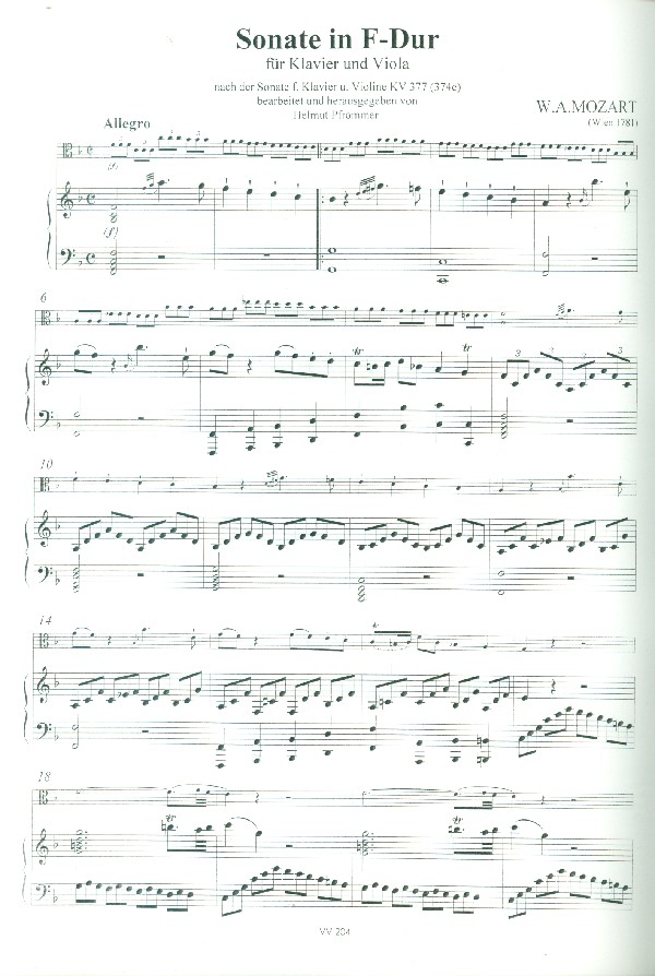 Sonate F-Dur KV377 für Violine und Klavier