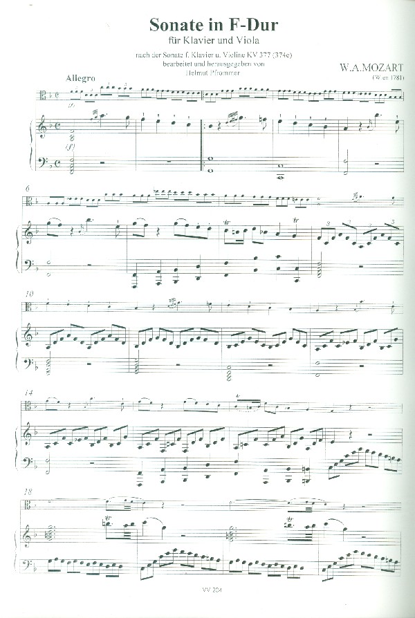 Sonate F-Dur KV377 für Violine und Klavier