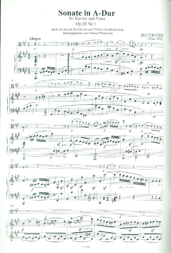 Sonate A-Dur op.30,1 für Violine und Klavier