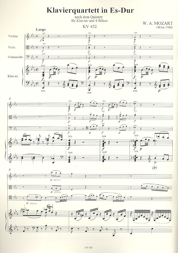 Quartett Es-Dur KV452 für Oboe, Klarinette, Horn, Fagott und Klavier