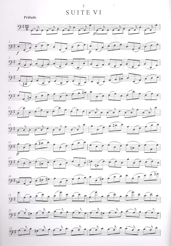 Suite Nr.6 BWV1012 transponiert nach G-Dur